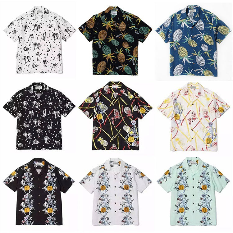 GUILTYPARTIES TIGER Shirts 18SS Heaven Tokyo, covered in pineapple skull Hawaiian short-sleeved shirt