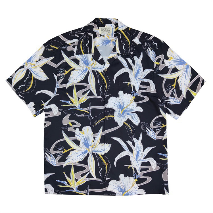 GUILTYPARTIES TIGER Shirts Limited Lily, Bird of Paradise Rayon Hawaiian Short Sleeve Shirt Men