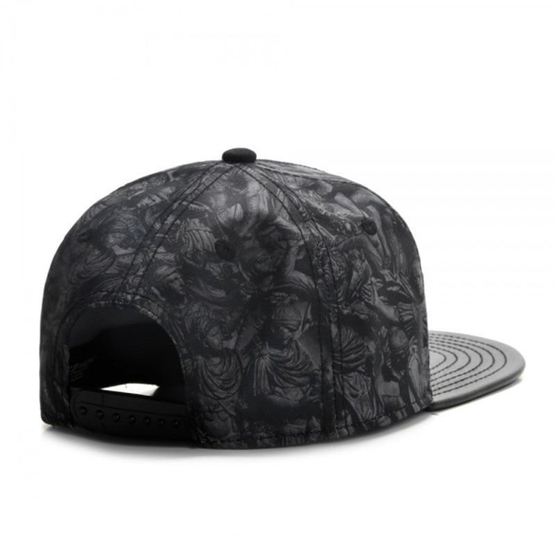 Trendy flat brimmed snapback hats metal inlay