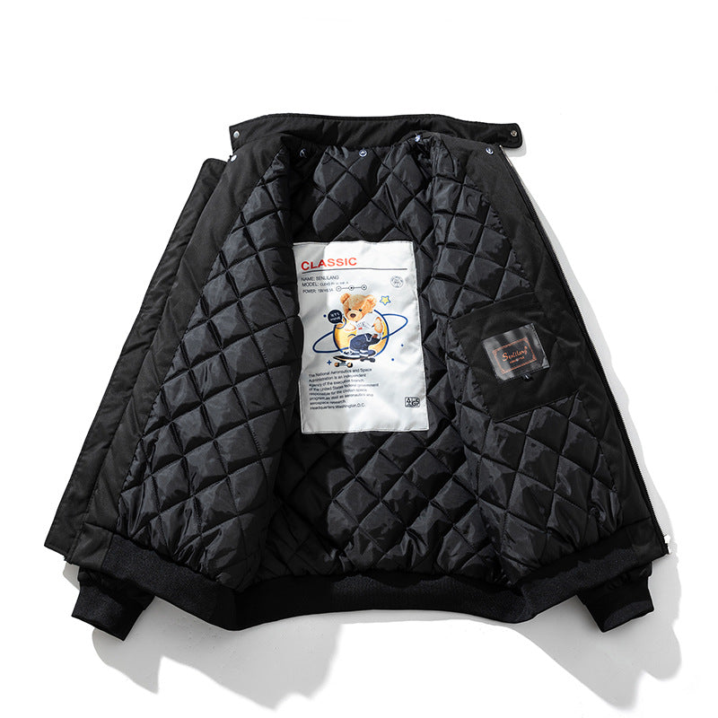 Men Vintage Jackets Autumn and Winter Padded Cotton Thickened Semi-turtleneck Jacket Cotton Jacket