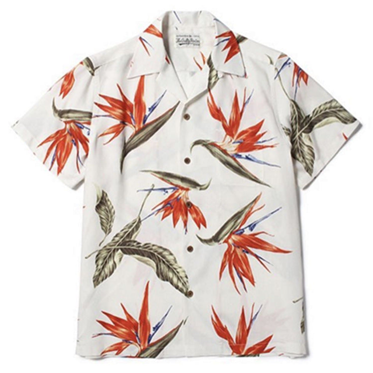 GUILTYPARTIES TIGER Shirts bird of paradise Hawaiian short-sleeved shirt men