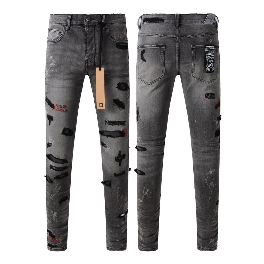 KSUBI Jeans Slim Fit Casual Ripped Jeans