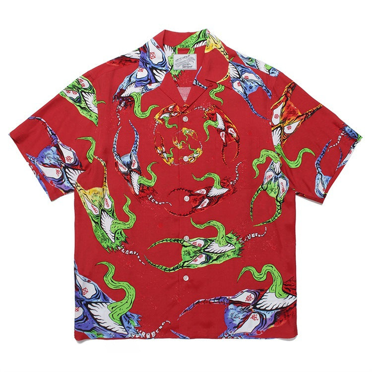 GUILTYPARTIES TIGER Shirts Anniversary Limited Ghost Graffiti Devil Angel Hawaiian Short Sleeve Shirt Men
