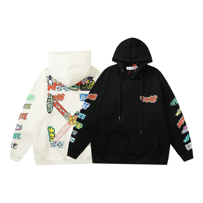 OW  hoodie autumn/winter cartoon pattern arrow