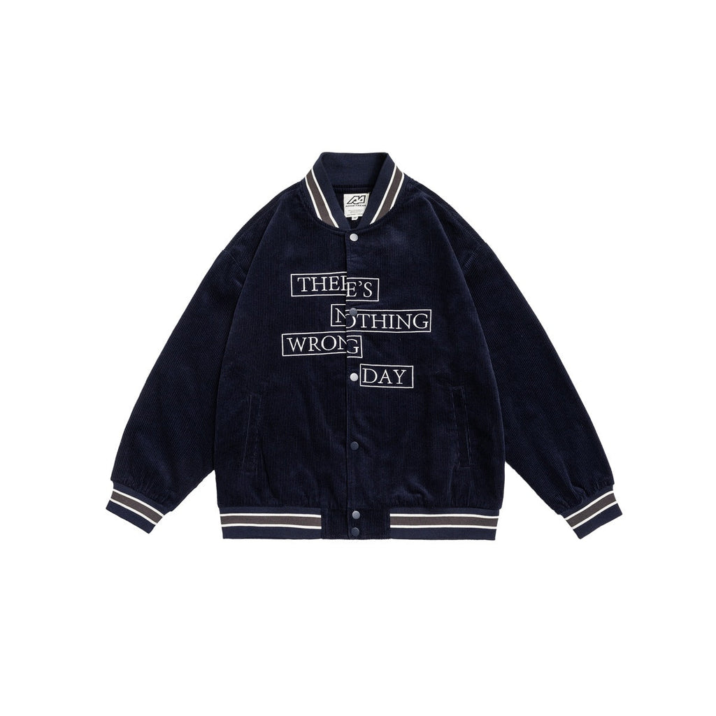 Unisex Jacket Vintage Baseball Uniform Jacket Men's and Women's Loose Embroidered Corduroy Jacket
