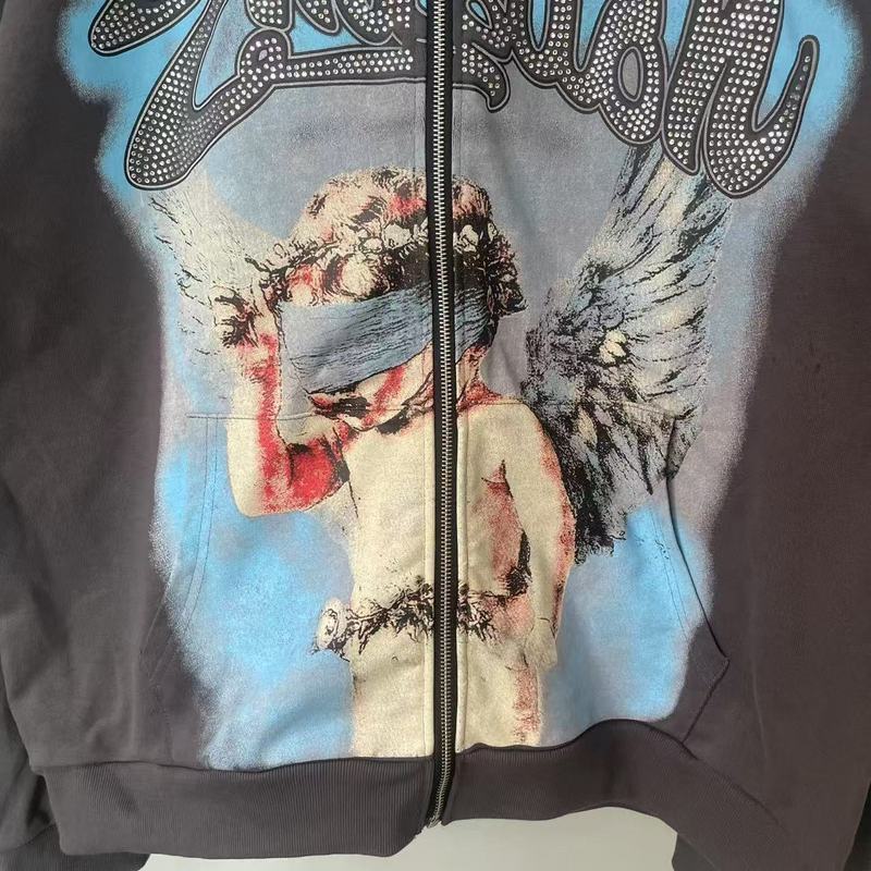 Mixed Emotion hoodie Hot Diamond Zip Cardigan Sweater Jacket