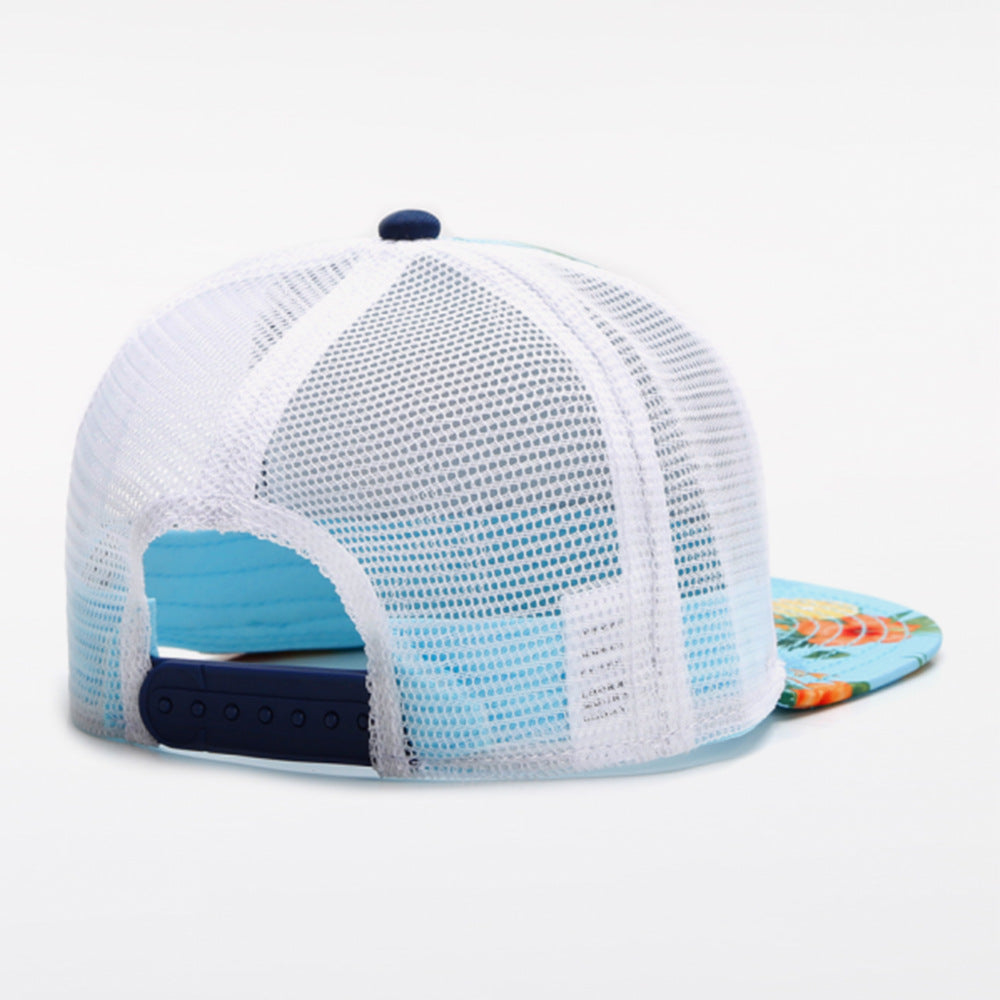 Trendy flat brimmed snapback hats summer mesh sunshade