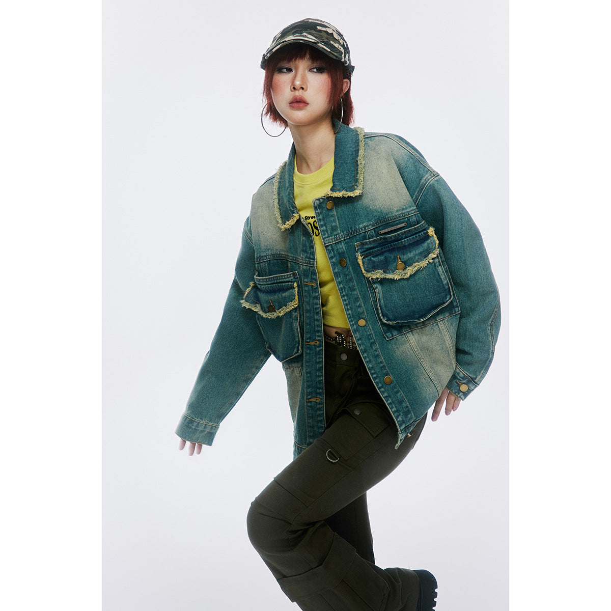 Unisex Jacket Vintage Washed Denim Jacket Loose Jacket Denim Jacket