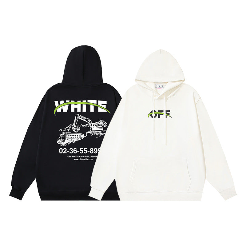 OW hoodie Excavator Pattern Sleeve Hooded