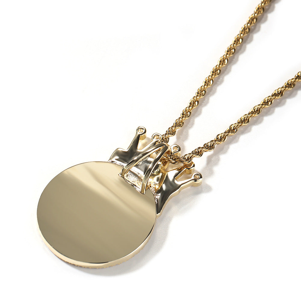 Jewelry INS Wind Crown Pendant Hip Hop Necklace with Diamonds St. Valentine's Royalty Spectrum