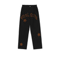Men Jeans Leopard Print Letter XINGX Embroidery Casual Working Pants Straight-Leg Trousers
