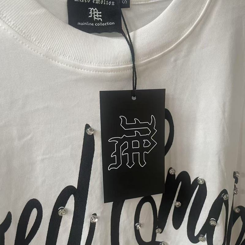 Mixed Emotion T-Shirt Hip Hop Short Sleeve Rhinestone Embellished T-Shirt