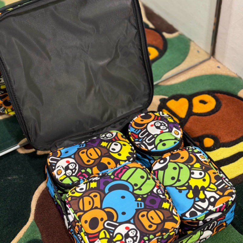 Bathing Ape Bape Bag Green Camouflage Little Monkey Storage Bag Five-piece Set