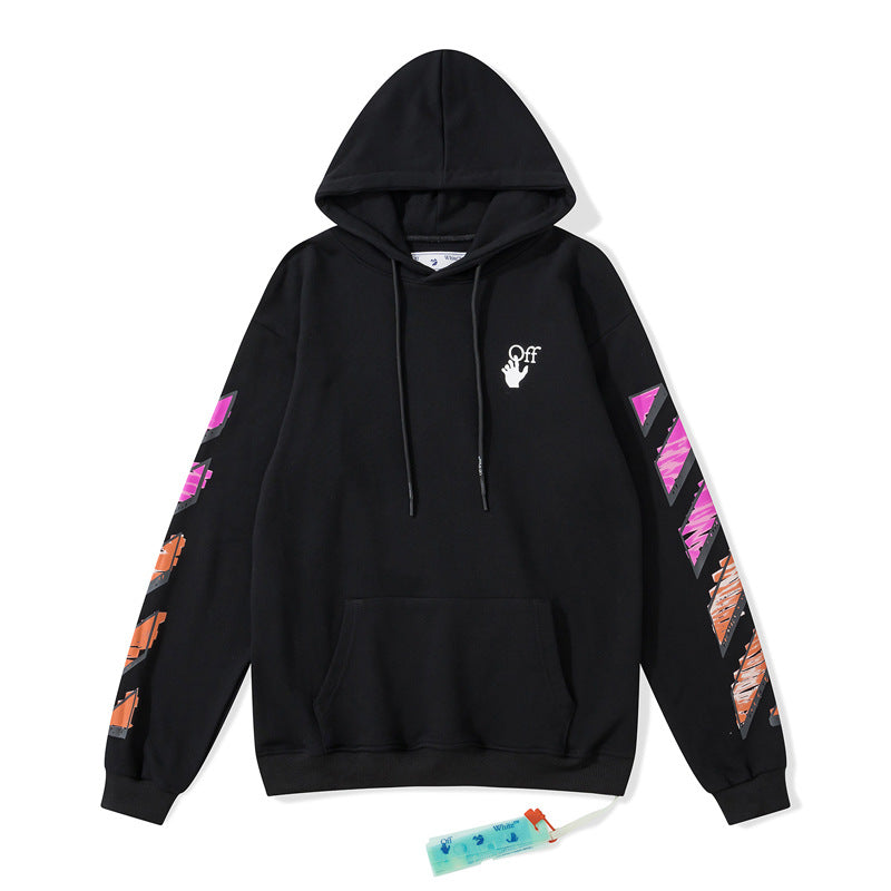 OW  hoodie pink orange gradual change arrow pattern hooded