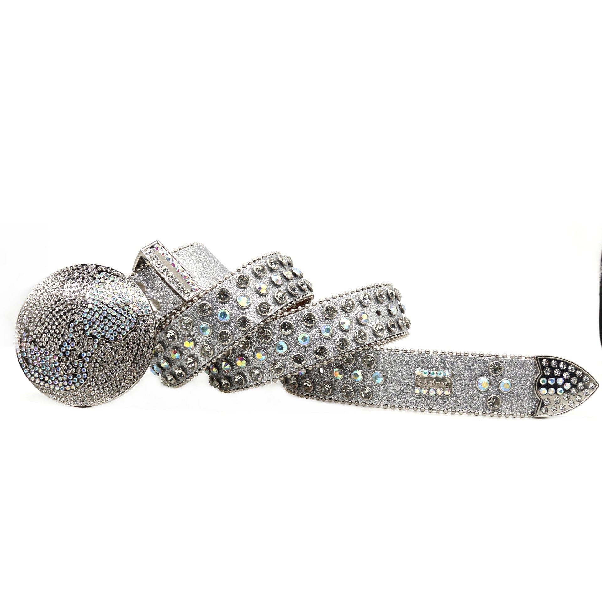 Hip-hop punk rhinestone belt earth buckle full of diamonds y2k belt