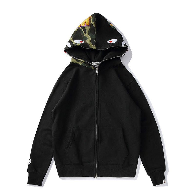 Bathing Ape Hoodie Splicing Camouflage Sweater Cardigan Hooded