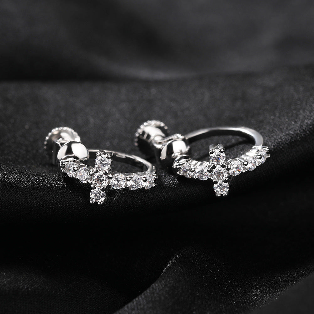Earrings Zircon Cross Earrings