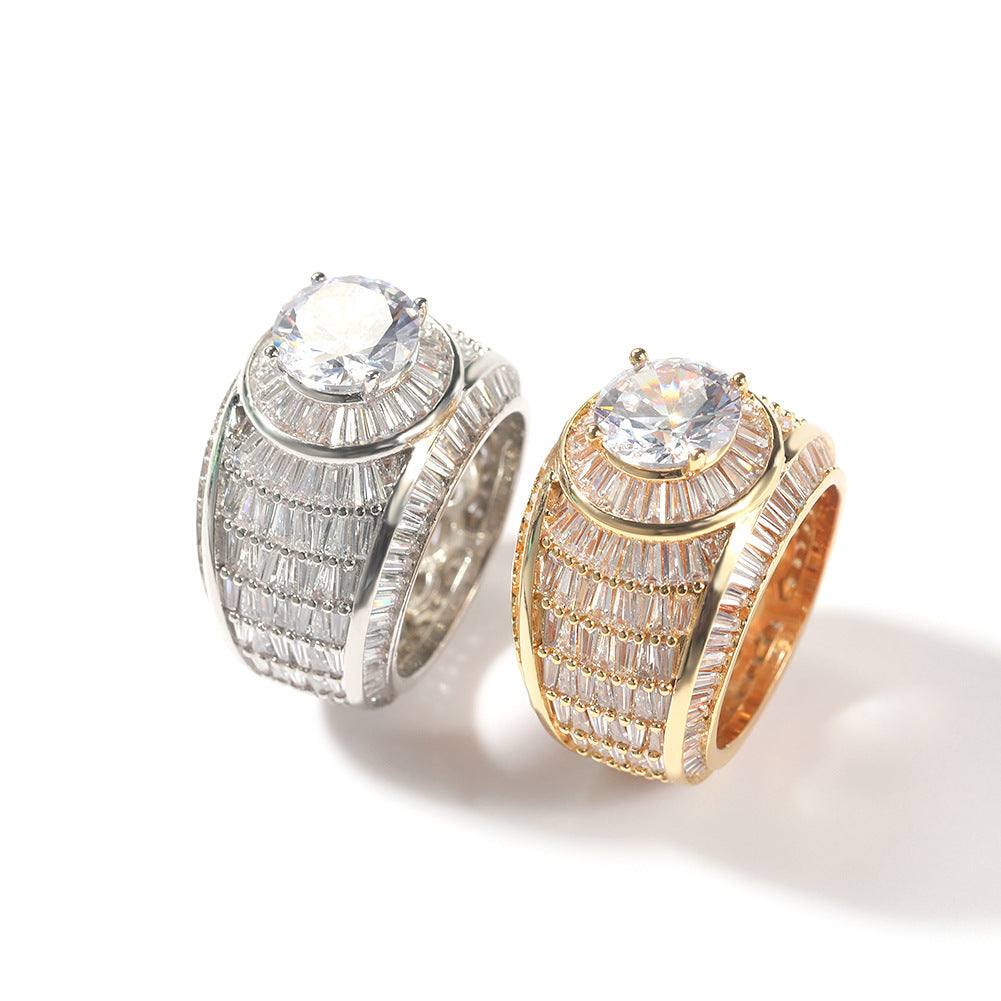 Rings Hip Hop Index Finger Ring Copper Zircon Ring ins Spectrum