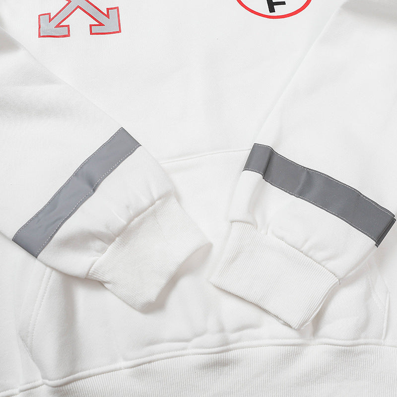 OW hoodie Alphabet Arrow Pattern Fleece Hood