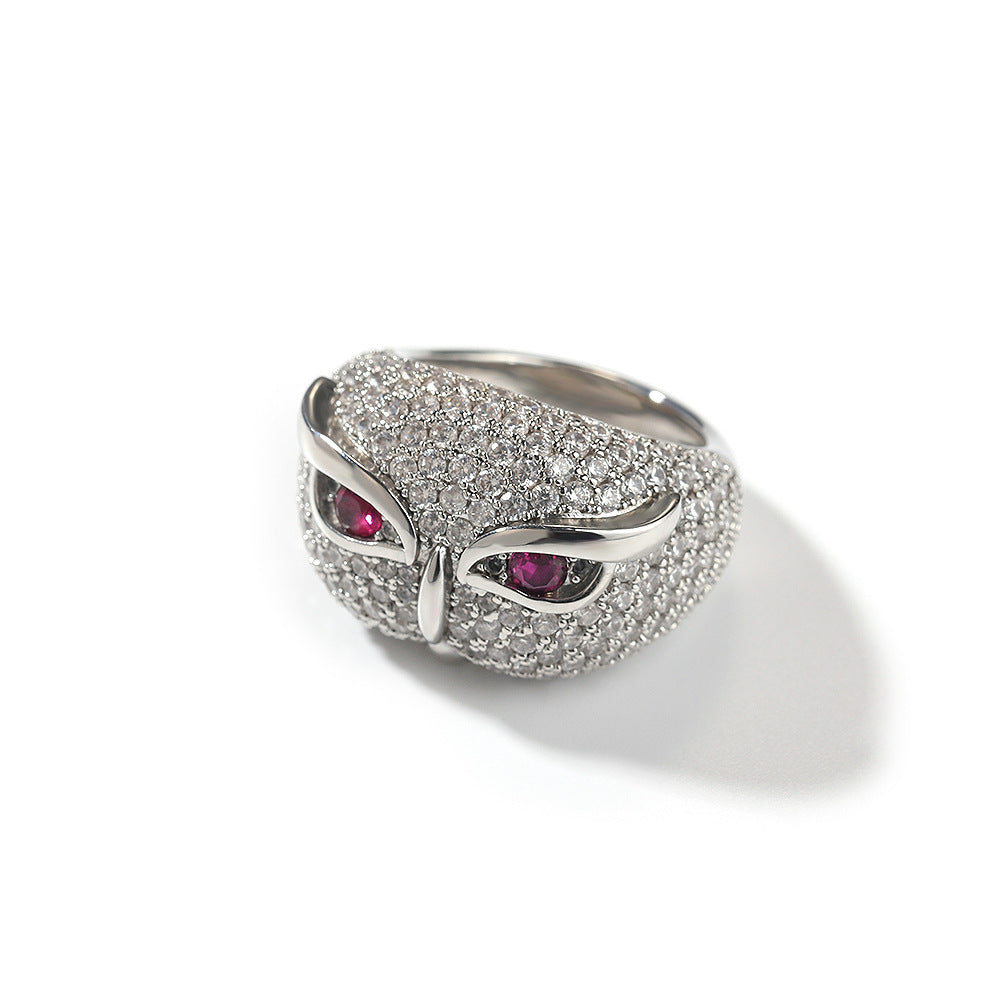 Rings Owl Ring Hip Hop Copper Set 5A Zircon Spectrum Animal