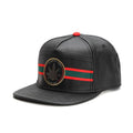 Trendy flat brimmed snapback hats leather metal logo adjustable