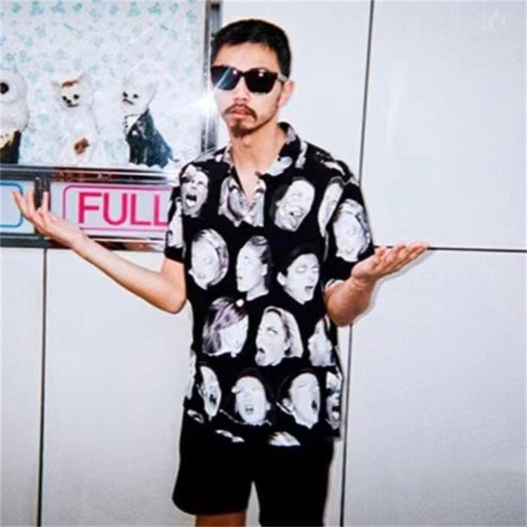 GUILTYPARTIES TIGER Shirts WEIRDO DAVE Portfolio Skull Hawaiian Short Sleeve Shirt Men