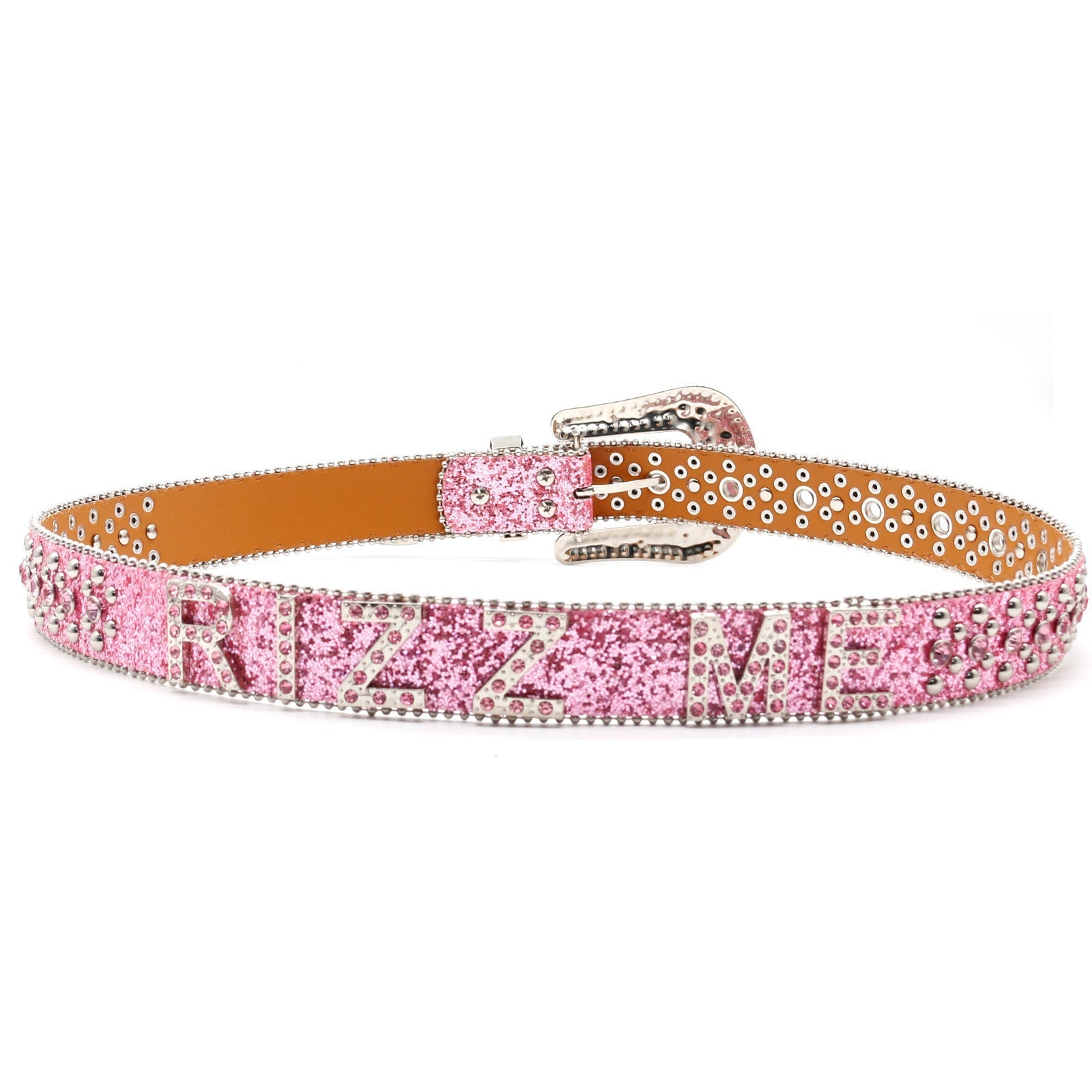Hip-hop punk rhinestone belt with letter accessories