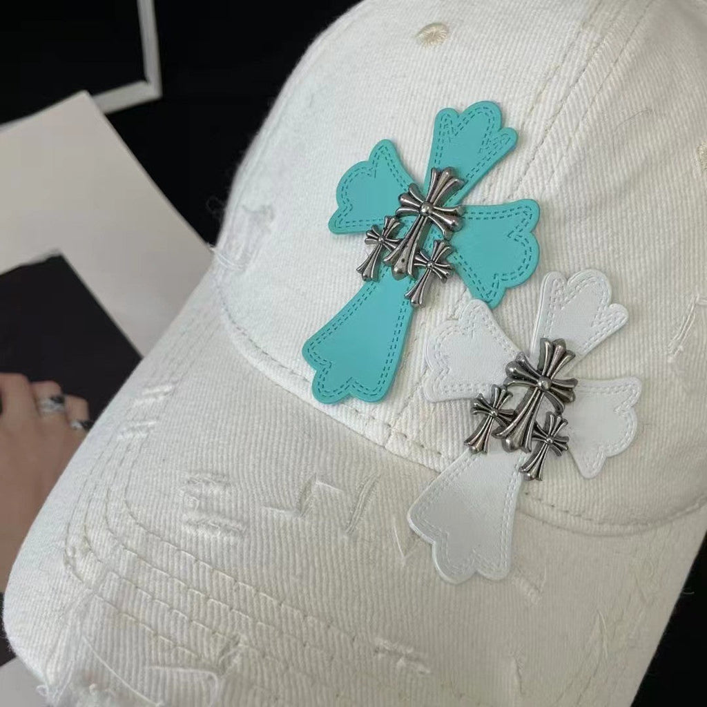 Chh Chrome Heart Hat Soft Top Baseball Cap Women's Cross Sunshade Sunscreen