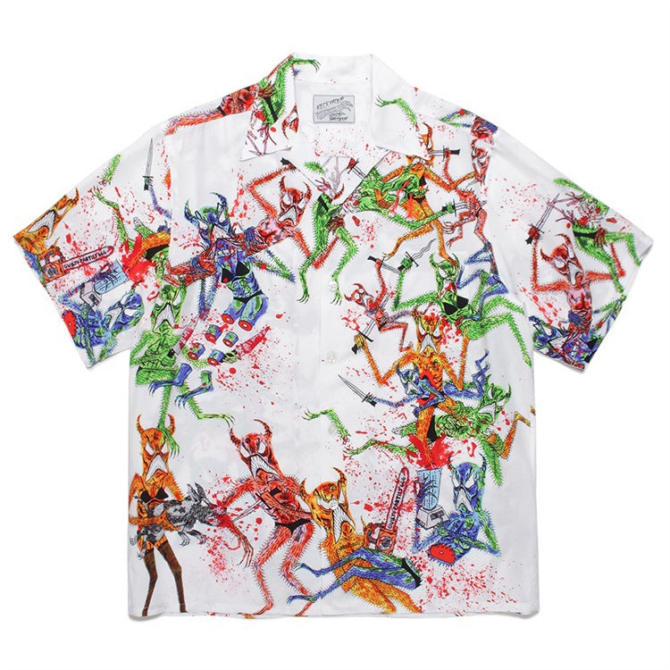 GUILTYPARTIES TIGER Shirts Anniversary Limited Ghost Graffiti Devil Angel Hawaiian Short Sleeve Shirt Men