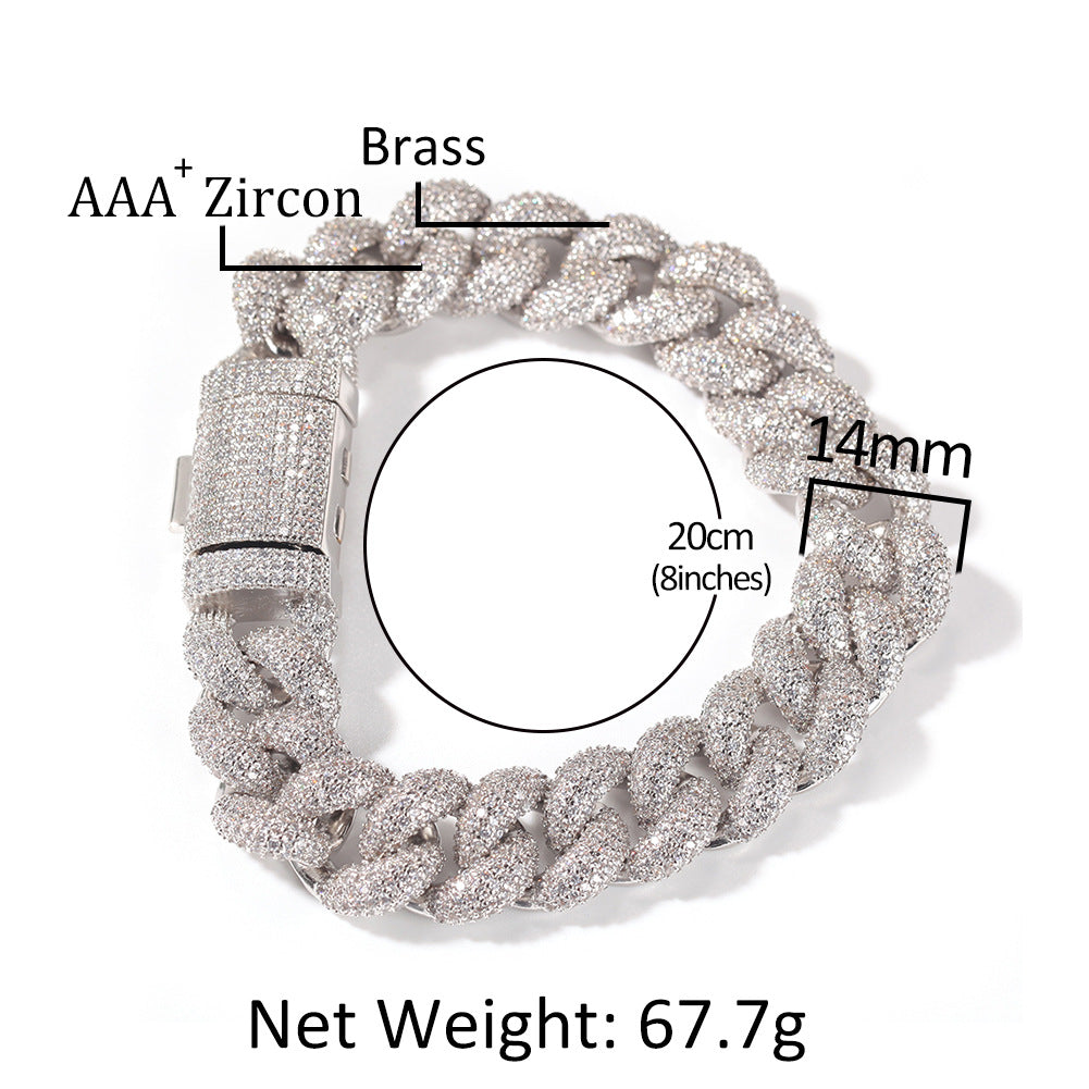Bracelet Full Diamond Cuban Bracelet Fashion Zircon Bracelet St. Valentine's Spectrum