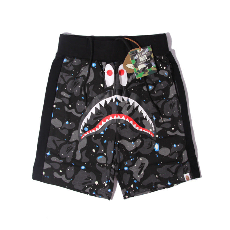 Bathing ape Bape Shorts Camo luminous shark mouth shorts five-point pants straight beach pants