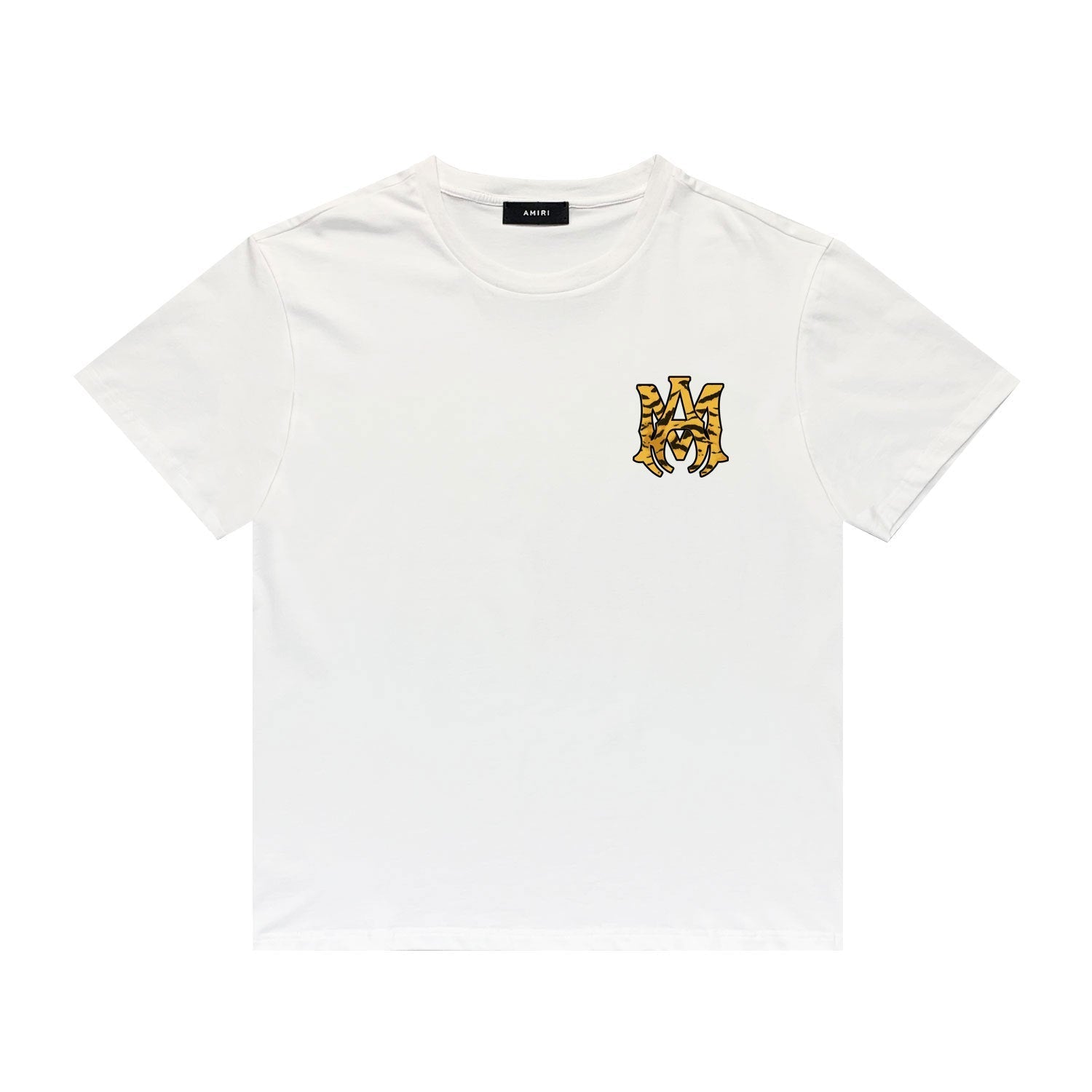 Amiri T Shirt Tiger Pattern Letter Print Casual round Neck Short Sleeve T-shirt