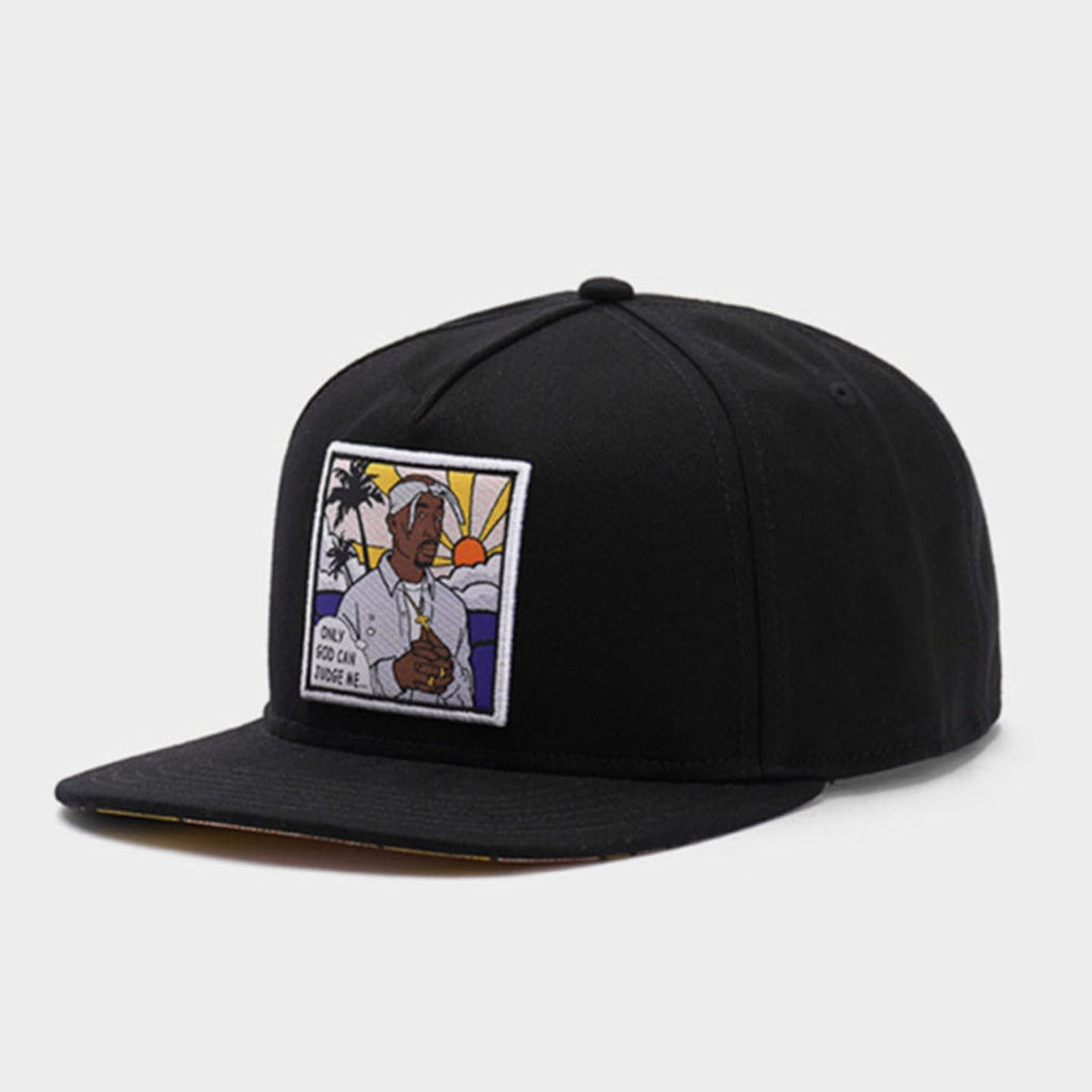 Trendy flat brimmed snapback hats hip hop character avatar