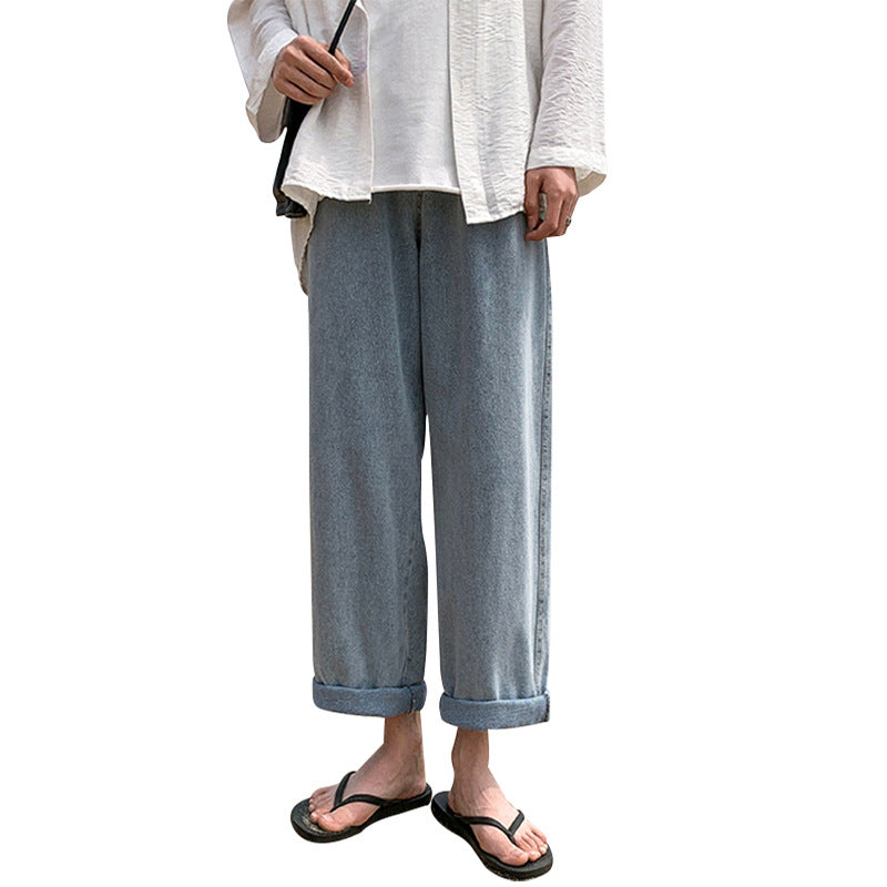 Men Jeans Straight Jeans Men's Loose Summer Pants