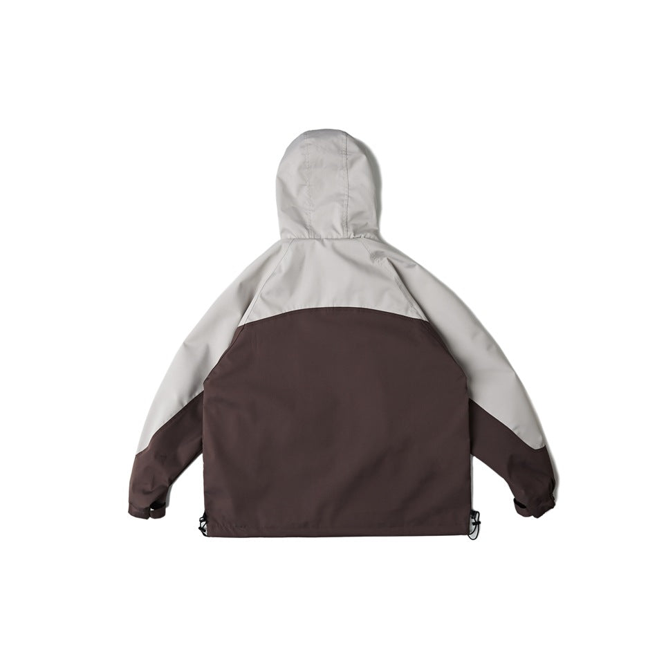 Unisex Jacket Vintage Color Matching Hooded Hooded Jacket Men's Jacket Coat