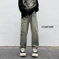 Men Jeans Washed Jeans Men's Winter Retro Straight-Leg Pants