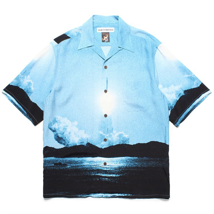 GUILTYPARTIES TIGER Shirts 23AW Kowajiro, 8th Anniversary Photography Hawaiian Short Sleeve Shirt Men
