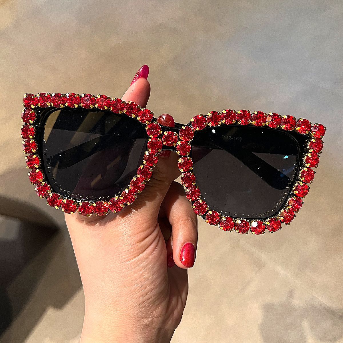 Trendy punk glasses diamond retro uv protection