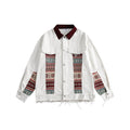 Unisex Jacket Retro Patchwork Casual Jacket Men's Lapel Overalls