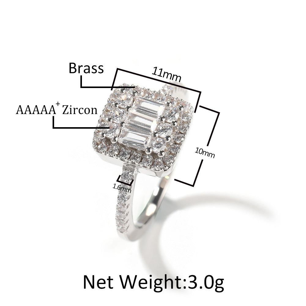 Rings Silver Square Zircon Ring ins St. Valentine's Spectrum