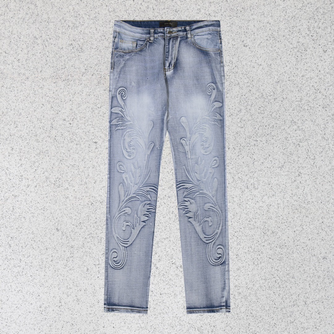 Amiri Jeans AMI pattern straight casual jeans for men and women