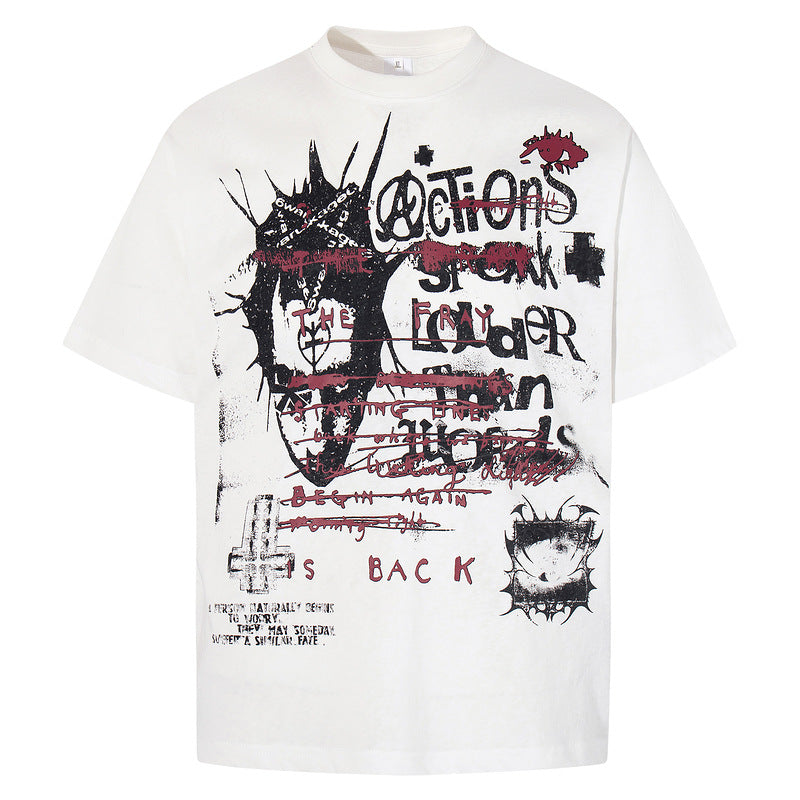 High-quality pure cotton T-shirt high street punk subculture teen