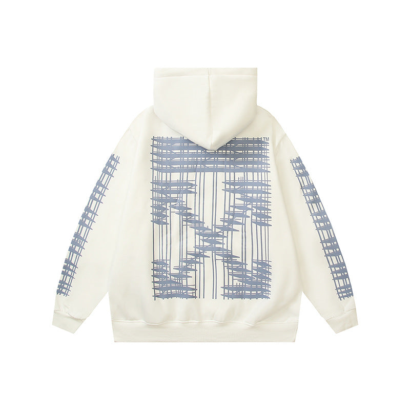 OW  hoodie geometric building arrow pattern fleece hooded