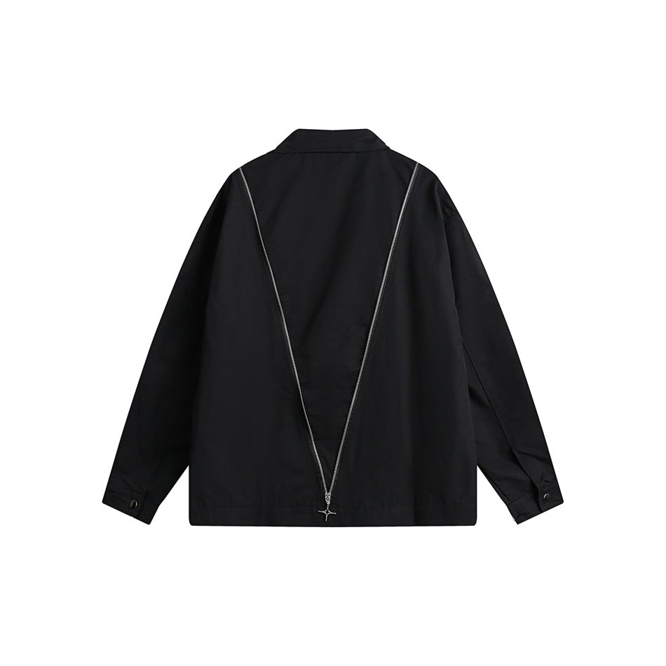 Unisex Jacket Zipper Decorations Loose Lapels Jacket Men's and Women's Wide Coat