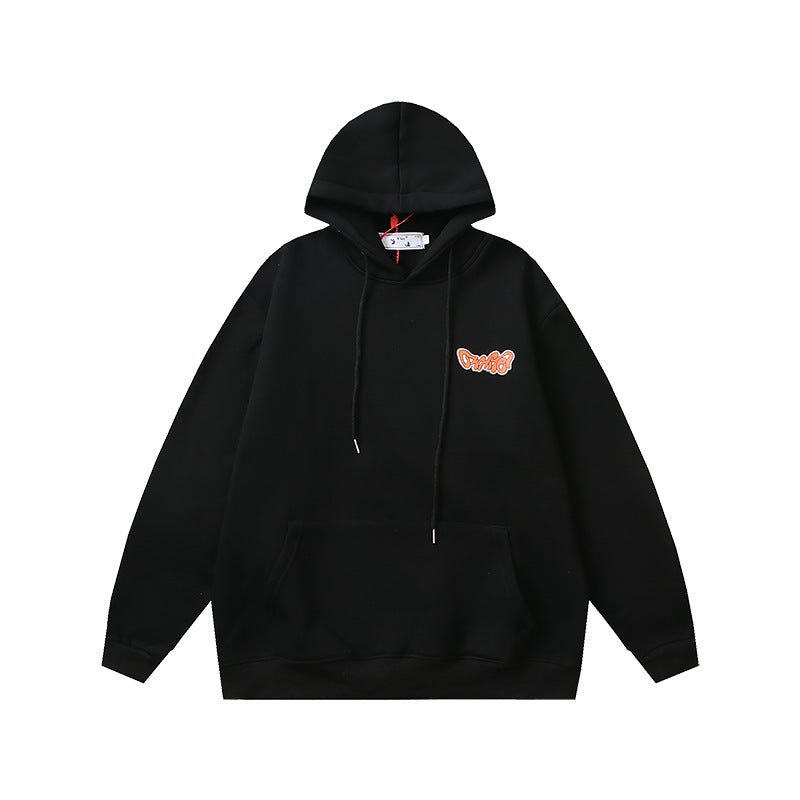 OW   hoodie boa pattern arrow fleece hooded