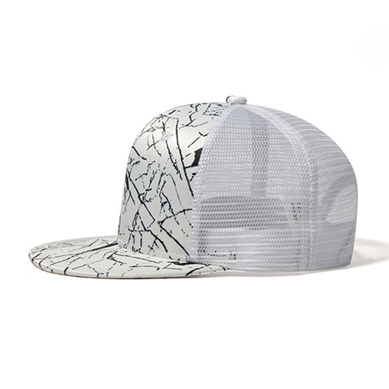 Trendy flat brimmed snapback hats mesh breathable summer