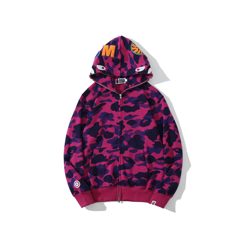 Ape Hoodie Classic Camo Shark Hooded Cardigan Zip Embroidery