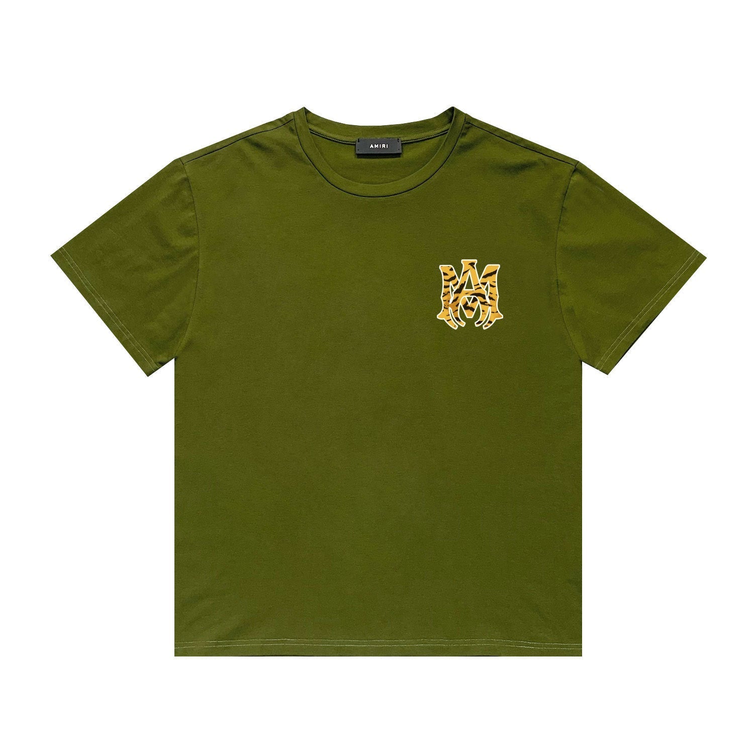 Amiri T Shirt Tiger Pattern Letter Print Casual round Neck Short Sleeve T-shirt