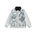 Unisex Jacket Vintage Thorn Print Overalls Men and Women Loose-Fitting Jacket Top