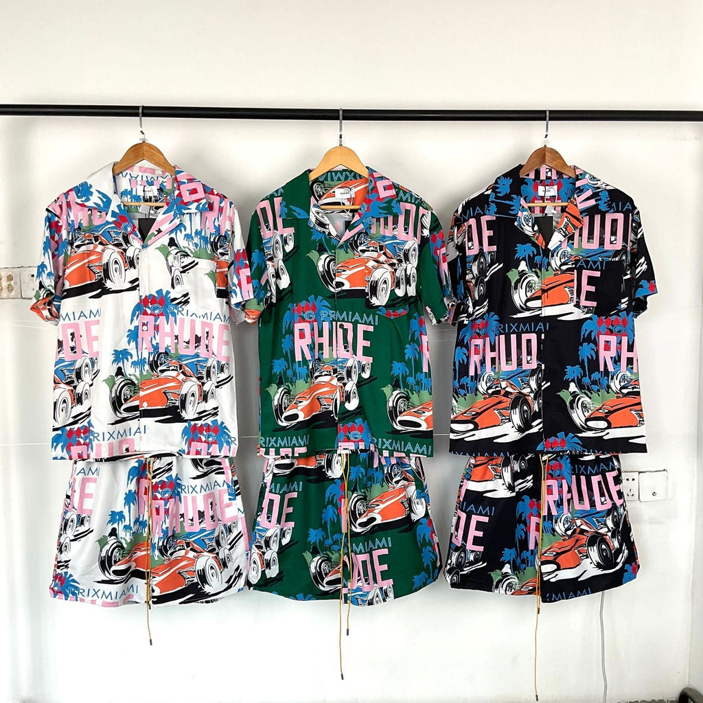 Rhude T Shirt Racing Letter Logo Casual Short Sleeve Shirt, Shorts